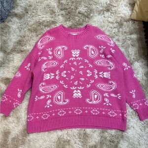 american eagle pink bandana sweater top